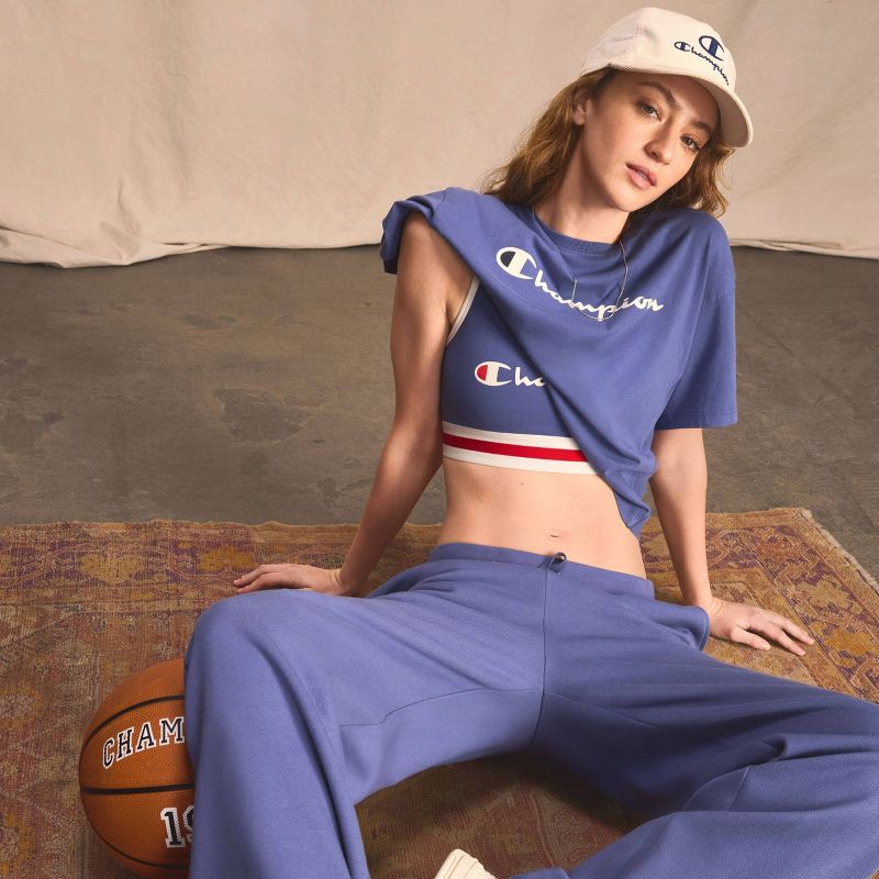 slide 5 of 7, Champion Women's High-Rise Fleece Wide Leg Sweatpants - Blue M, 1 ct