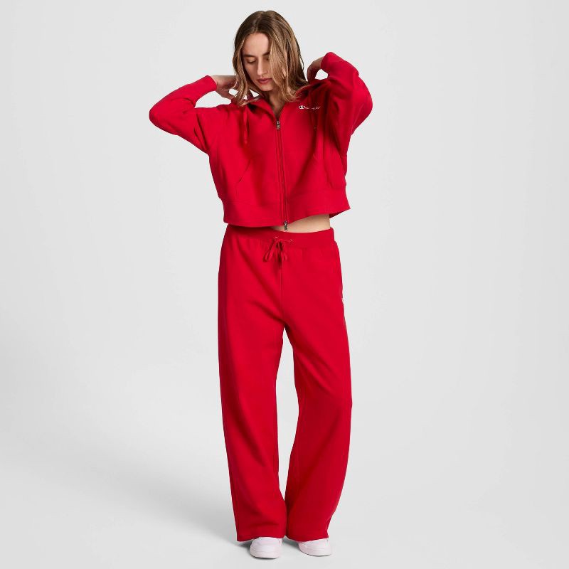 slide 3 of 8, Champion Women's High-Rise Fleece Wide Leg Sweatpants - Red XS, 1 ct