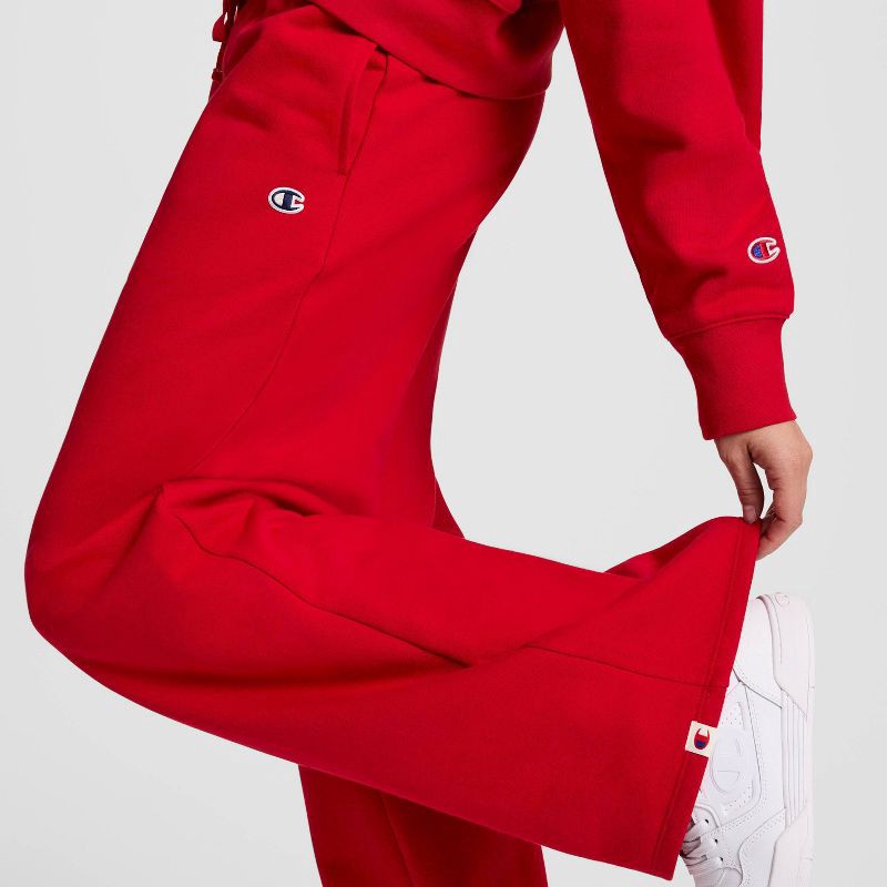 slide 5 of 8, Champion Women's High-Rise Fleece Wide Leg Sweatpants - Red L, 1 ct