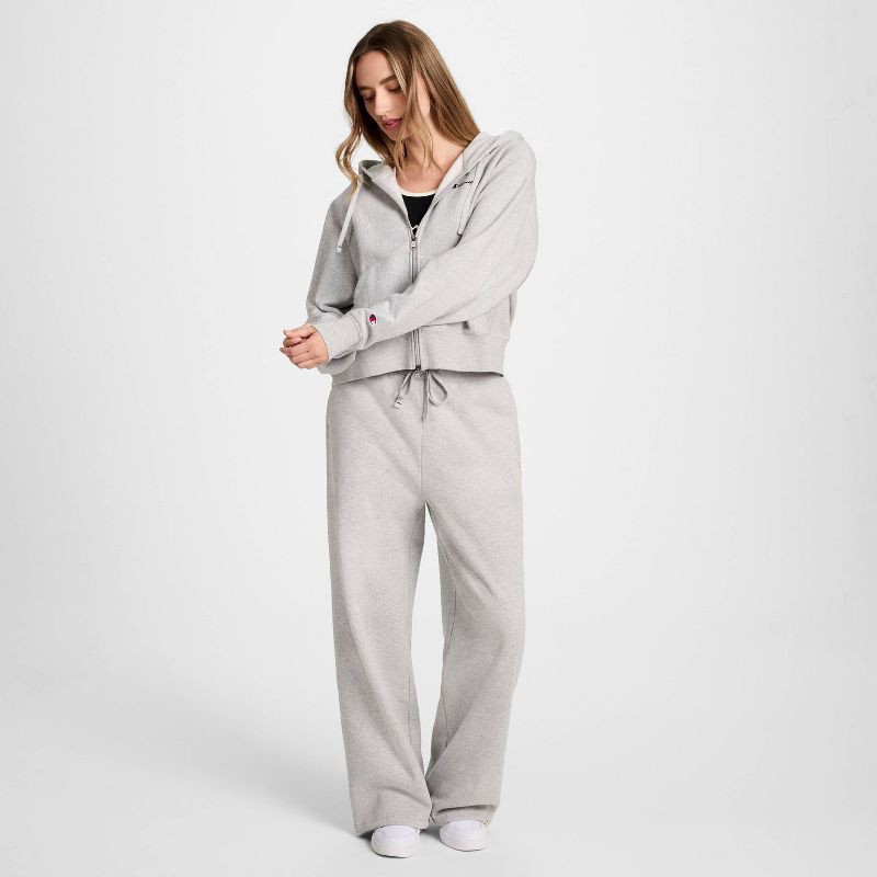 slide 3 of 5, Champion Women's High-Rise Fleece Wide Leg Sweatpants - Heather Gray XL, 1 ct