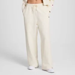 Champion Women's High-Rise Fleece Wide Leg Sweatpants - Cream M