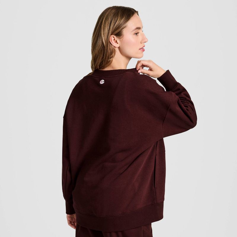 slide 2 of 5, Champion Women's Long Sleeve V-Neck French Terry Pullover - Maroon M, 1 ct