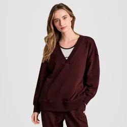 Champion Women's Long Sleeve V-Neck French Terry Pullover - Maroon M