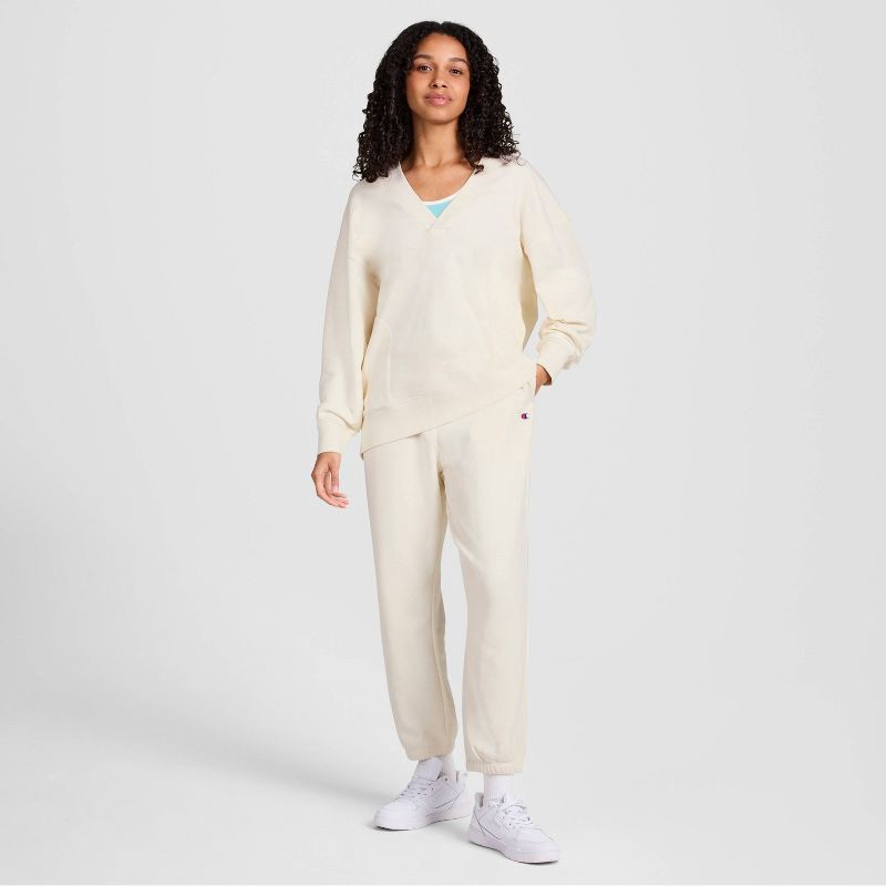 slide 3 of 5, Champion Women's High-Rise Cropped French Terry Sweatpants - Cream XS, 1 ct