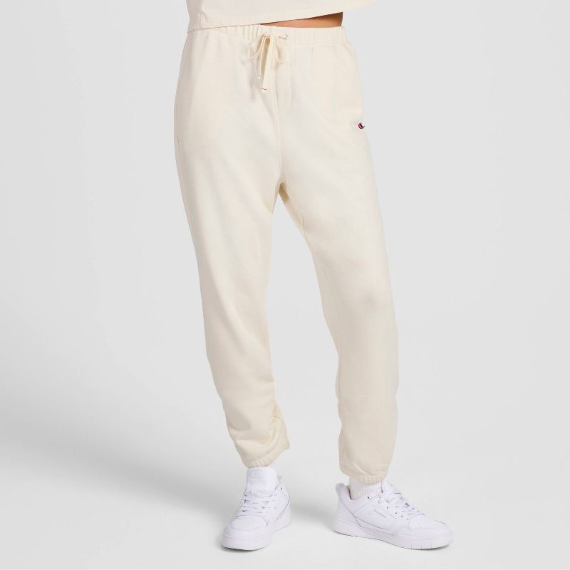 slide 1 of 5, Champion Women's High-Rise Cropped French Terry Sweatpants - Cream XL, 1 ct