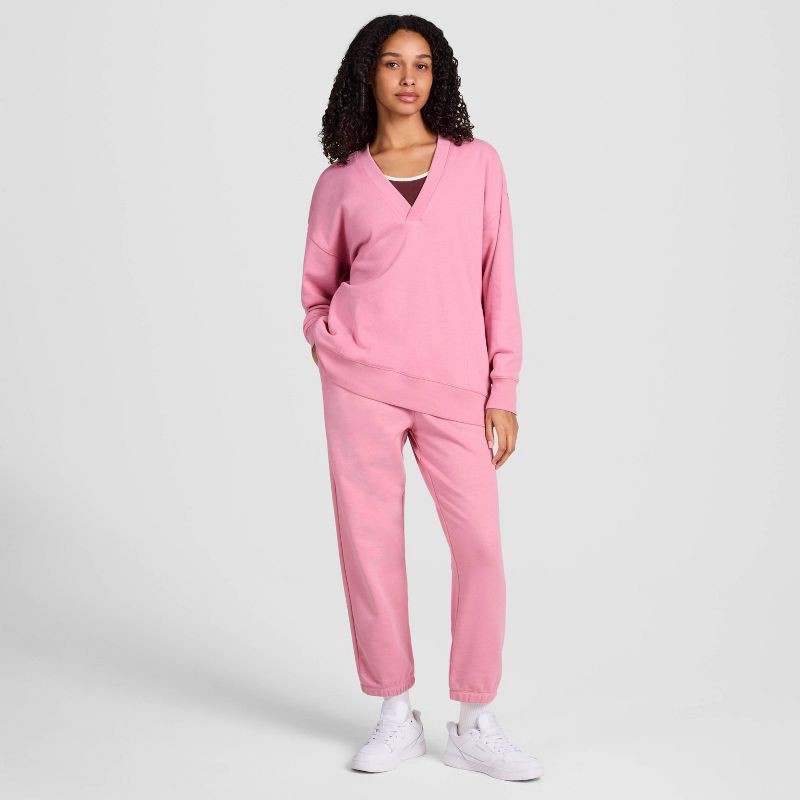 slide 3 of 5, Champion Women's High-Rise Cropped French Terry Sweatpants - Pink L, 1 ct