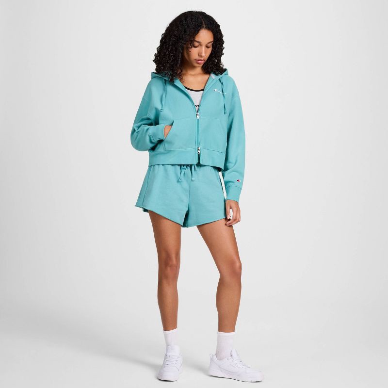 slide 3 of 5, Champion Women's French Terry Pull-On Shorts - Teal Blue XS, 1 ct