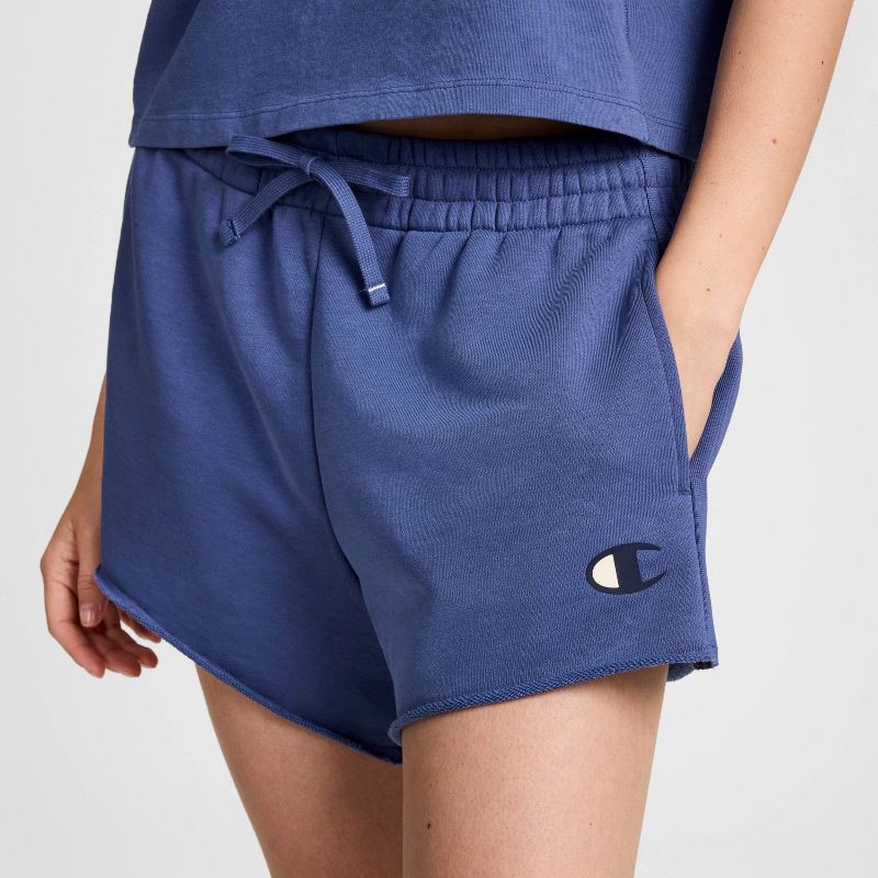 slide 4 of 4, Champion Women's French Terry Pull-On Shorts - Blue S, 1 ct