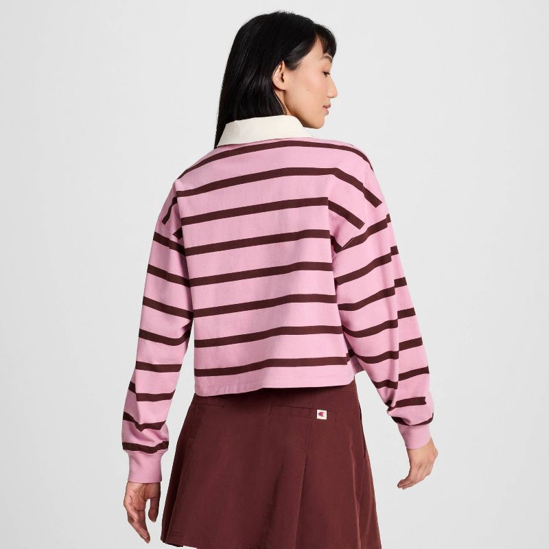 slide 5 of 5, Champion Women's Long Sleeve Rugby Shirt - Pink Striped XXL, 1 ct