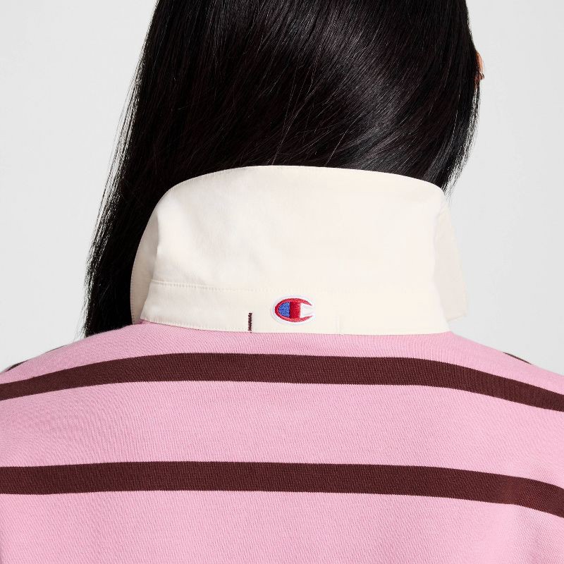 slide 3 of 5, Champion Women's Long Sleeve Rugby Shirt - Pink Striped XXL, 1 ct
