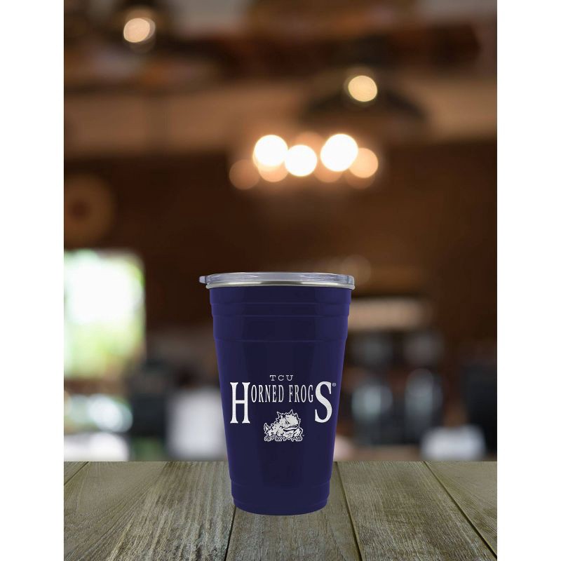 slide 3 of 3, NCAA TCU Horned Frogs Tailgater Tumbler - 22oz: Stainless Steel, Acrylic Lid, 22 oz