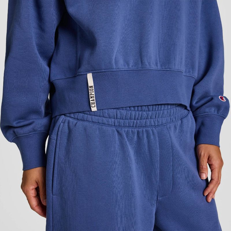 slide 5 of 5, Champion Women's Long Sleeve Fleece 1/4 Snap Cropped Pullover - Blue L, 1 ct