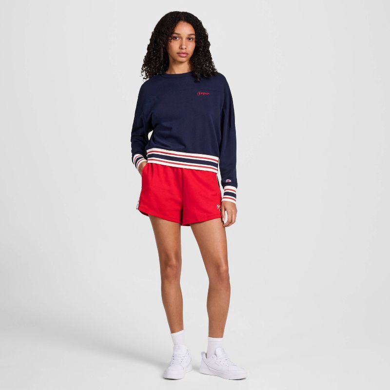 slide 3 of 4, Champion Women's Mid-Rise French Terry Pull-On Shorts - Red L, 1 ct