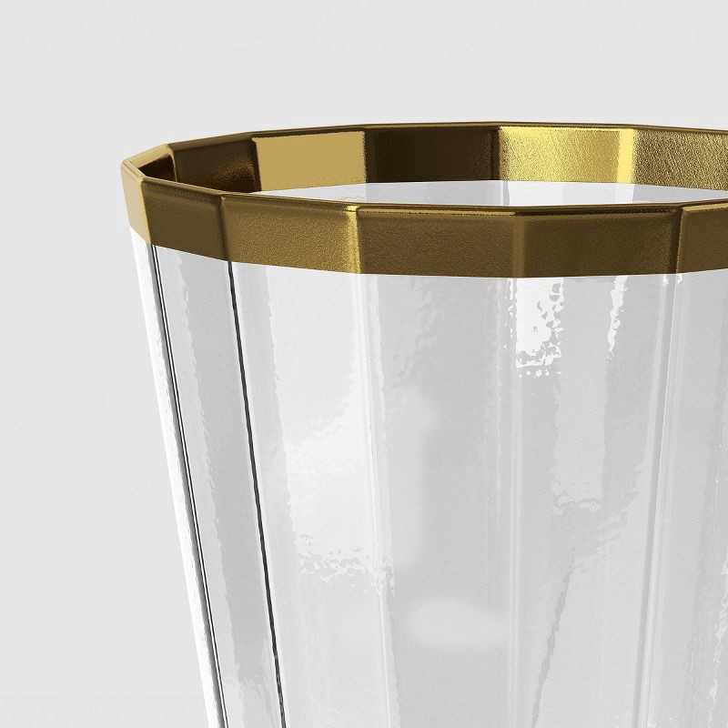 slide 3 of 3, 9.1 fl oz Faceted Stemmed Wine Glass Gold Rimmed Clear - Threshold™, 9.1 fl oz