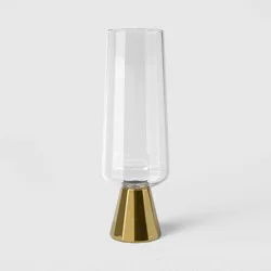 7.1 fl oz Faceted Champagne Flute Gold Rimmed Clear - Threshold™