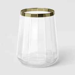 16.2 fl oz Faceted Stemless Wine Glass Gold Rimmed Clear - Threshold™