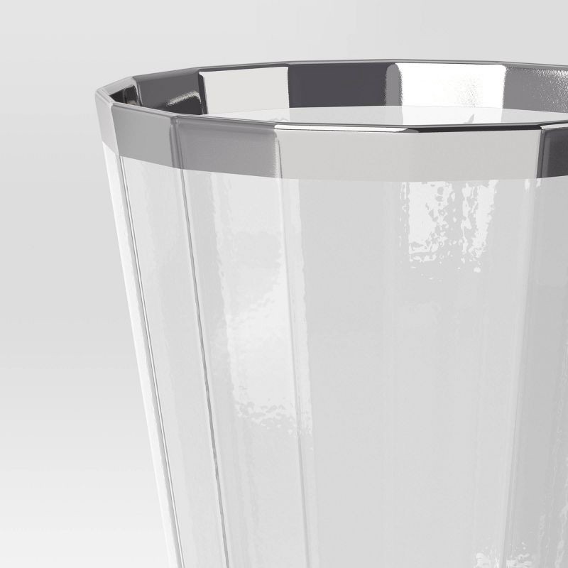 slide 3 of 3, 9.1 fl oz Faceted Stemmed Wine Glass Silver Rimmed Clear - Threshold™, 9.1 fl oz