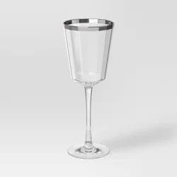 9.1 fl oz Faceted Stemmed Wine Glass Silver Rimmed Clear - Threshold™