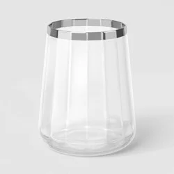16.2 fl oz Faceted Stemless Wine Glass Silver Rimmed Clear -Threshold™
