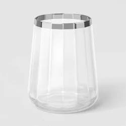 16.2 fl oz Faceted Stemless Wine Glass Silver Rimmed Clear -Threshold™