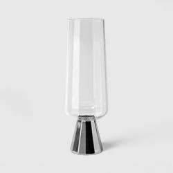 7.1 fl oz Faceted Champagne Flute Silver Rimmed Clear - Threshold™