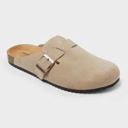 Men's Oswald Clogs - Goodfellow & Co™ Taupe 8: Slip-On Leather Flats, Contoured Footbed, Flexible TPR Outsole, Size 8