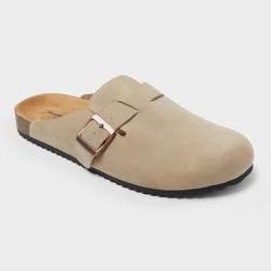 Men's Oswald Clogs - Goodfellow & Co™ Taupe 13: Slip-On Leather Flats with Contoured Footbed, Flexible TPR Outsole