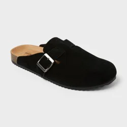 Men's Oswald Clogs - Goodfellow & Co™ Black 13: Slip-On Leather Flats with Contoured Footbed, Flexible TPR Outsole