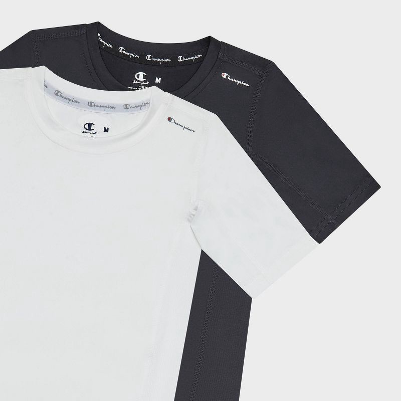 slide 3 of 4, Champion Youth 2pk Compression T-Shirt - White/Black - L, 2 ct