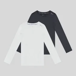 Champion Youth 2pk Compression Long Sleeve Shirt - White/Black - M