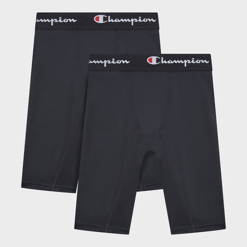 slide 1 of 4, Champion Youth 2pk Compression Shorts - Black L, 2 ct