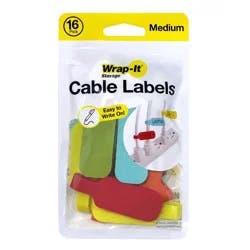 Wrap-It 16pk Cable Labels Medium Multicolor