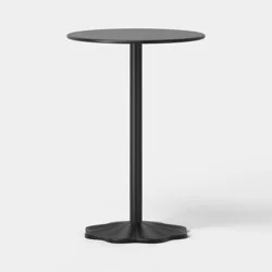 Steel Round Pedestal Accent Patio End Table Black - Room Essentials™