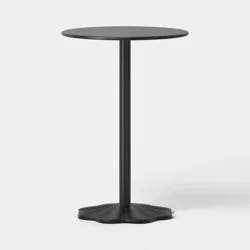 Steel Round Pedestal Accent Patio End Table Black - Room Essentials™