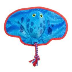 BARK 3.4" Sandy the Blue Stingray Under the Seams Plush Rope Dog Toy: Squeaks, All Ages, Chew & Tug