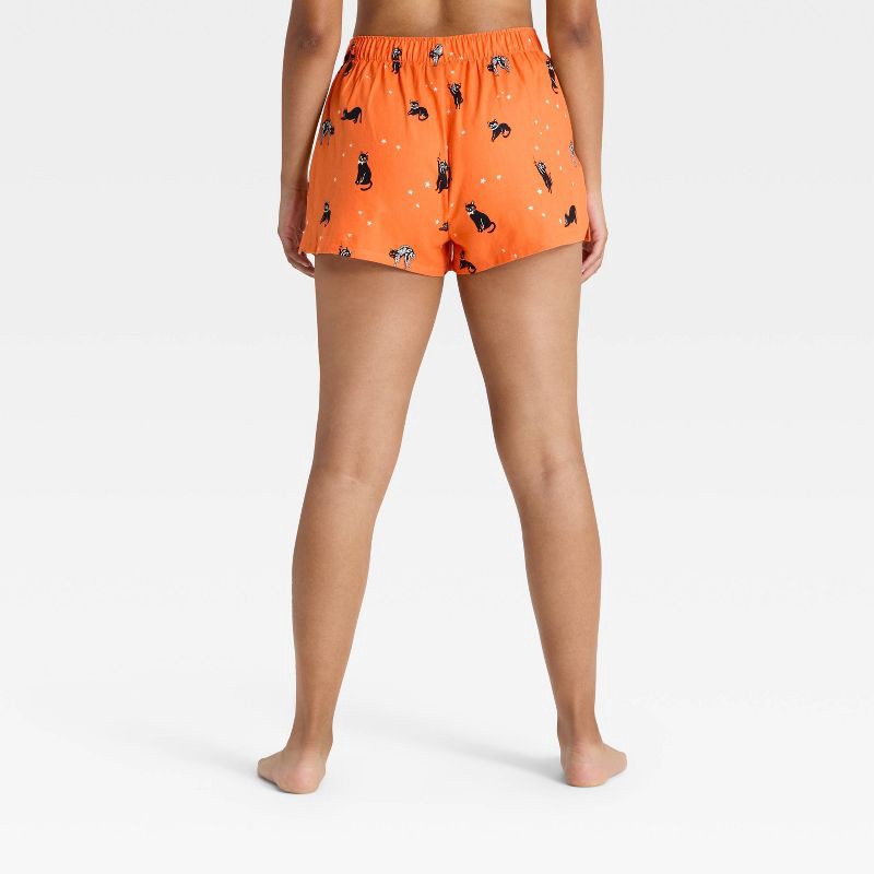 slide 2 of 5, Women's Halloween Cats Flannel Boxer Pajama Shorts - Hyde and EEK! Boutique™ Orange S, 1 ct