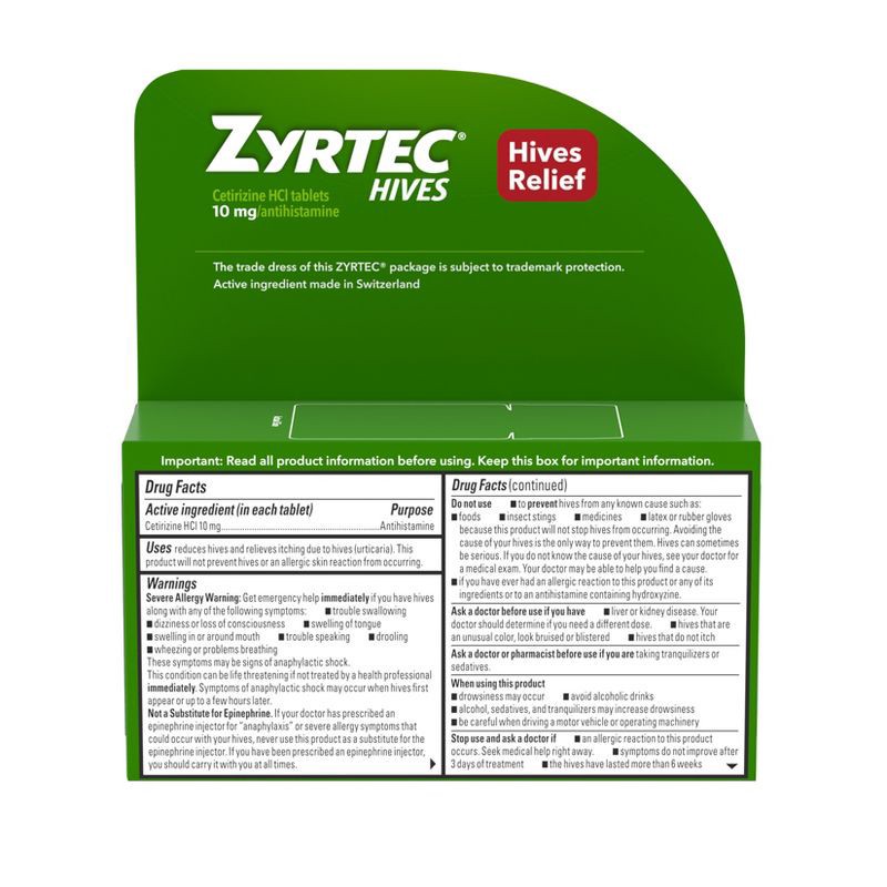slide 2 of 8, Zyrtec Adult Hives Relief Treatment Cetirizine Tablet - 30ct, 30 ct
