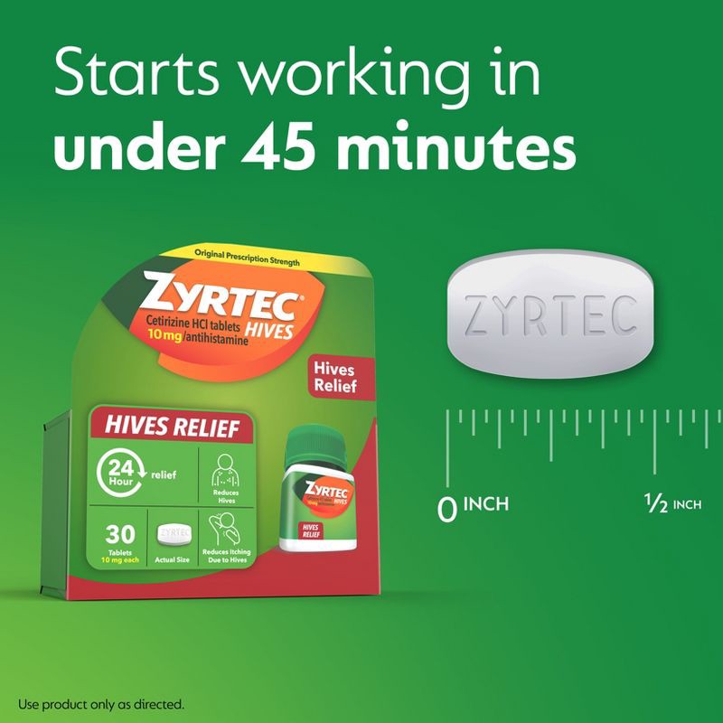 slide 5 of 8, Zyrtec Adult Hives Relief Treatment Cetirizine Tablet - 30ct, 30 ct