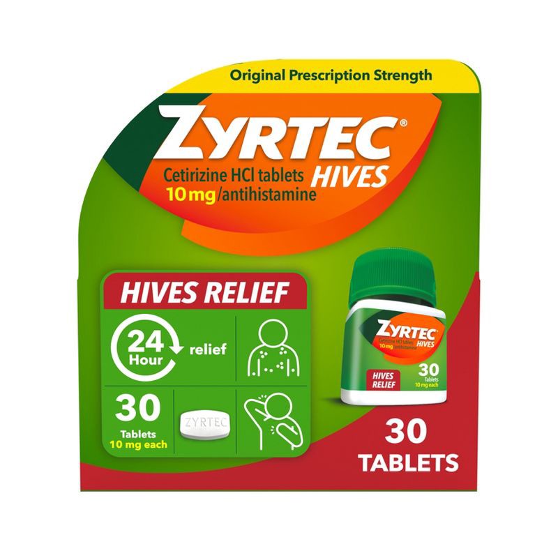 slide 1 of 8, Zyrtec Adult Hives Relief Treatment Cetirizine Tablet - 30ct, 30 ct