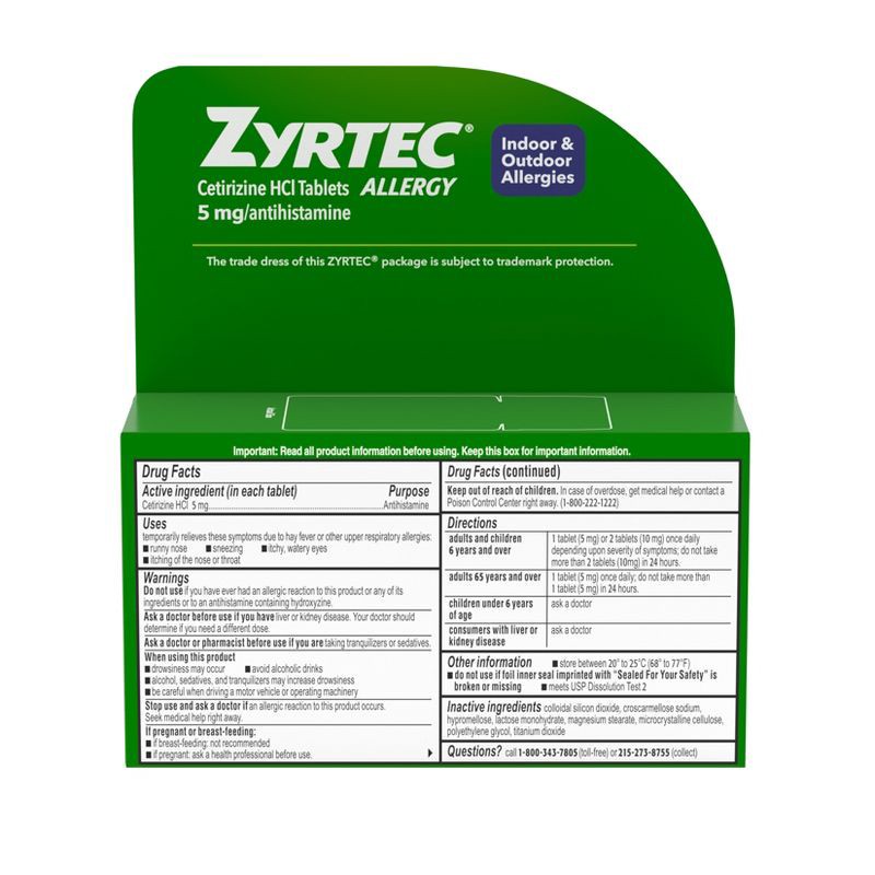 slide 2 of 8, Zyrtec Adult Treatment 5mg Cetirizine Tablet - 35ct, 5mg, 35 ct