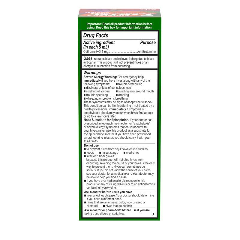 slide 8 of 9, Zyrtec Children's Hives Relief Treatment Liquid - Cetirizine - Grape - 4 fl oz, 4 fl oz