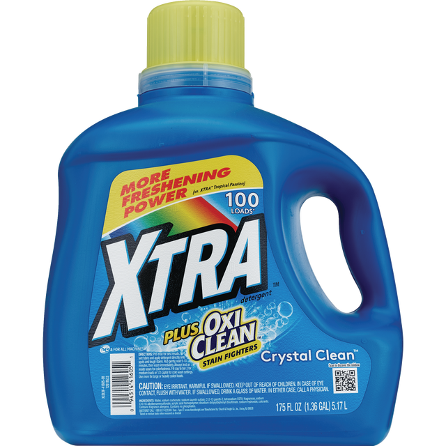 slide 1 of 1, Xtra Liquid Laundry Detergent Plus Oxiclean (96 Loads), 136.4 oz