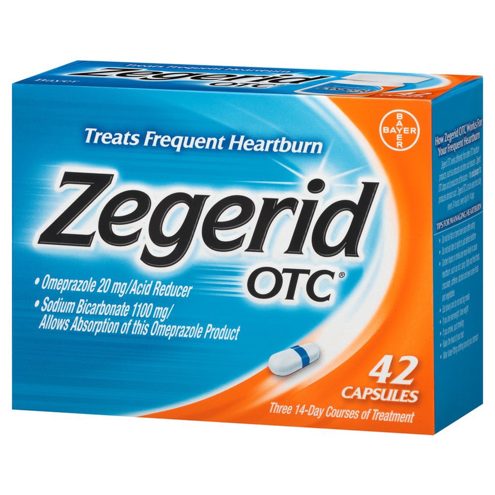 slide 28 of 48, Zegerid OTC Omeprazole 20mg and Sodium Bicarbonate Acid Reducer for Frequent Heartburn Capsules - 42ct, 42 ct; 20 mg