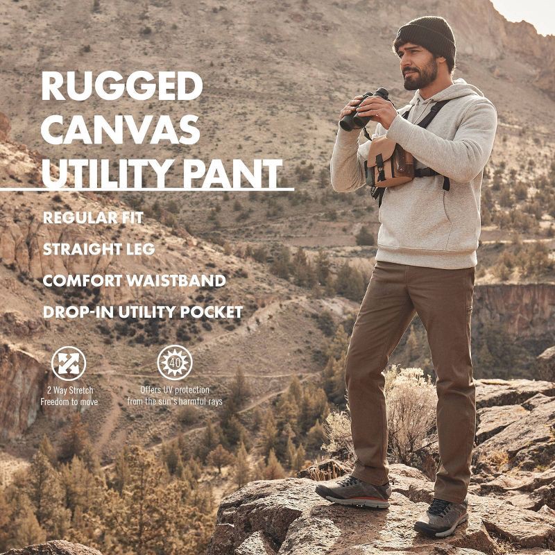 slide 8 of 8, Wrangler Men's ATG Regular Fit Straight Leg Canvas Utility Pants - Olive Green 34x34, 1 ct