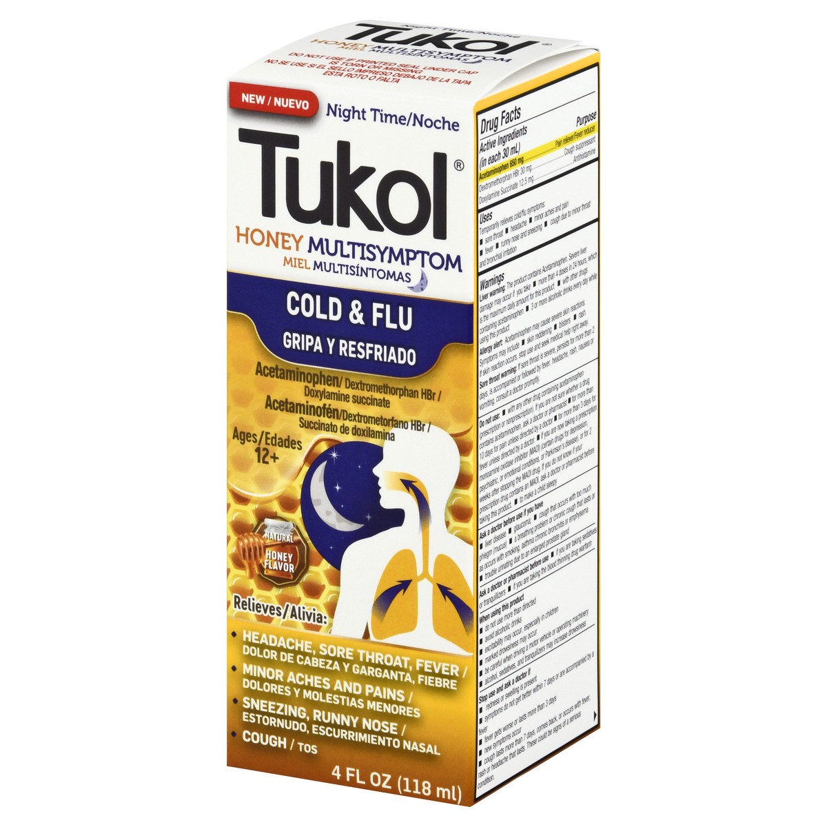 slide 12 of 12, Tukol Night Time Multi Symptom Honey Flavored Cold & Flu 4 oz, 4 oz