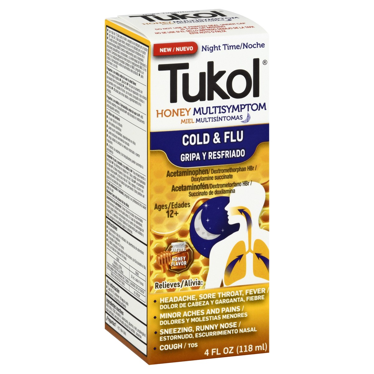 slide 9 of 12, Tukol Night Time Multi Symptom Honey Flavored Cold & Flu 4 oz, 4 oz