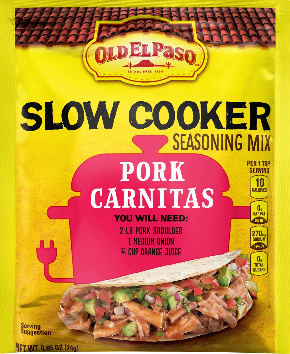 slide 1 of 9, Old El Paso Slow Cooker Pork Carnitas Seasoning Mix 0.85 oz, 0.85 oz