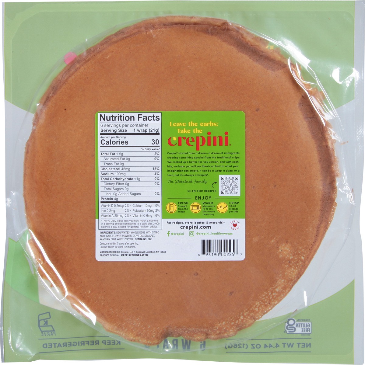 slide 3 of 14, Crepini Egg Wraps with Cauliflower 6 ea, 6 ct