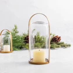 Large Gold and Glass Hurricane Candleholder