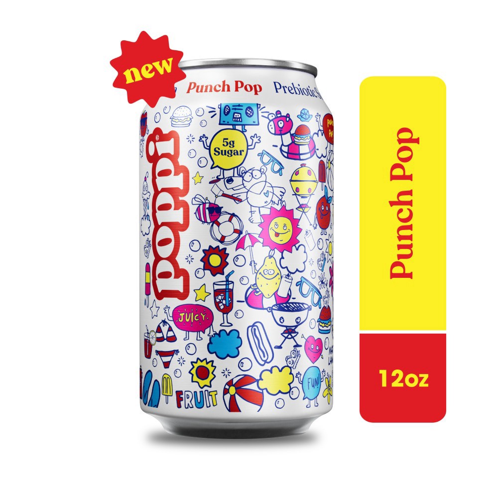 slide 1 of 2, Poppi Prebiotic Punch Pop 12fz - 12 FZ, 12 fl oz